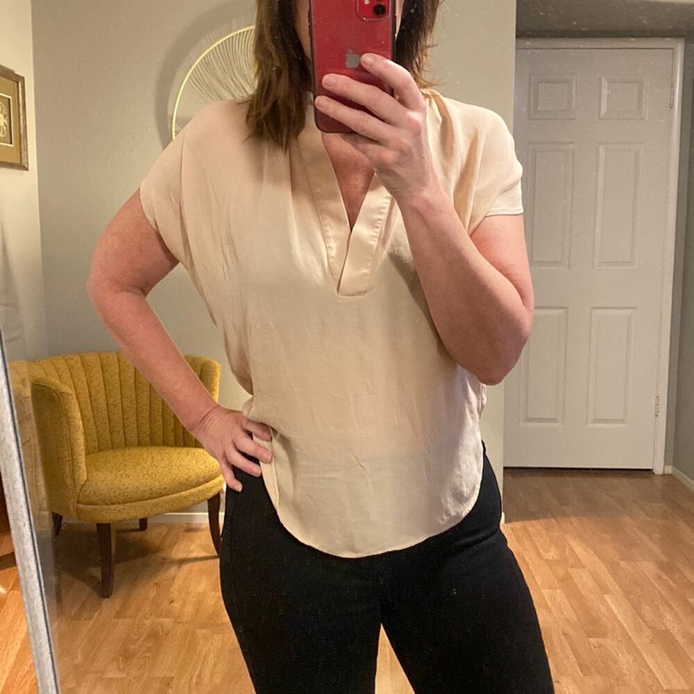 Vince short sleeved silk pull-over blouse